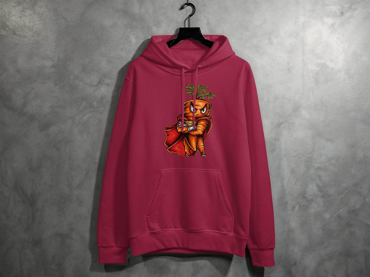 Superhero Carrot Character Graphic Hoodie - Design & Vybe