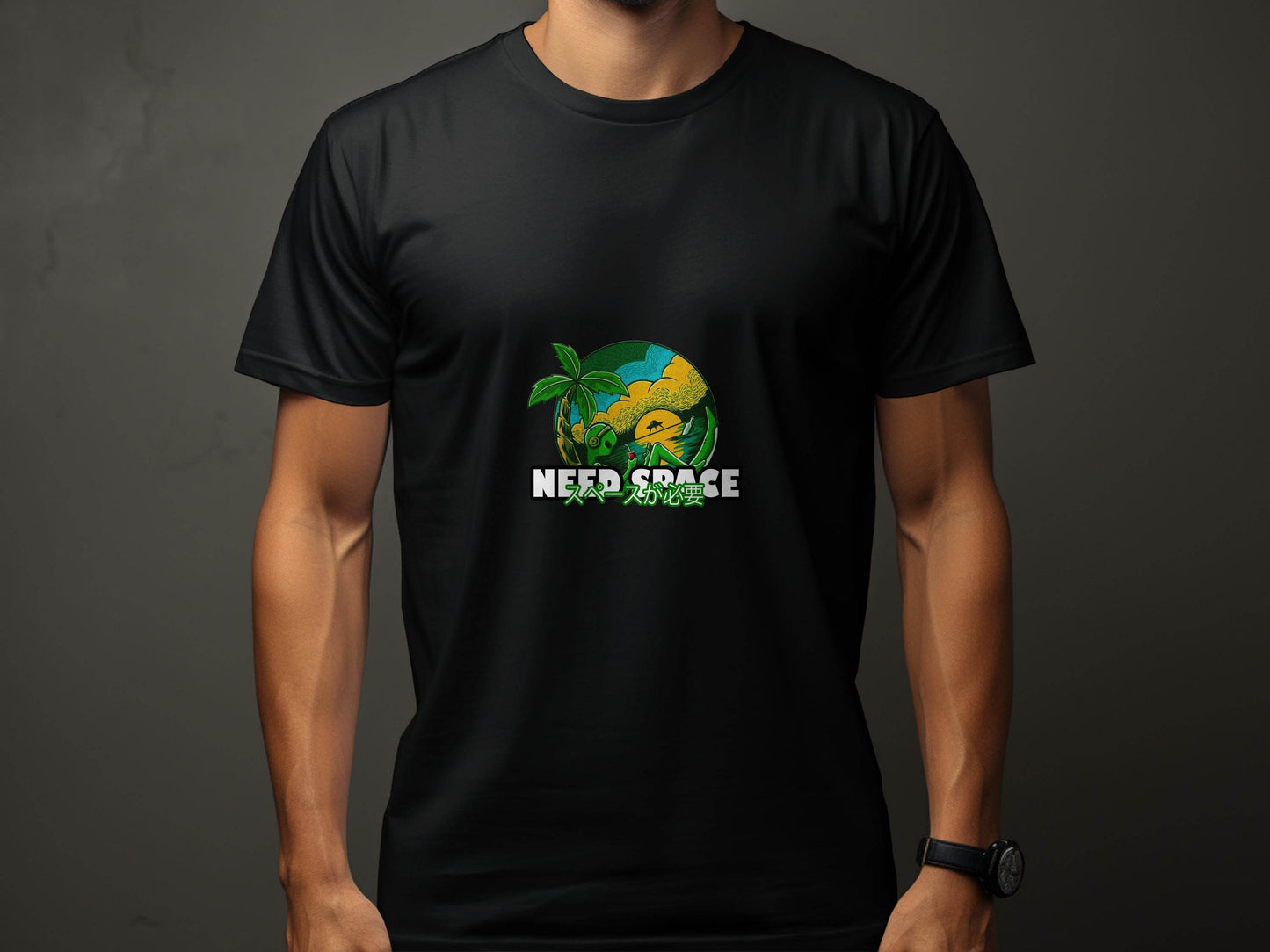 Need Space with Lazy Alien Japanese Text Graphic T-Shirt - Design & Vybe