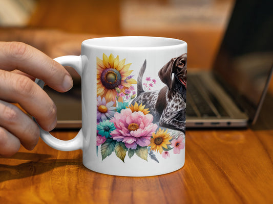 Colorful Dog and Flower Design Coffee Mug product