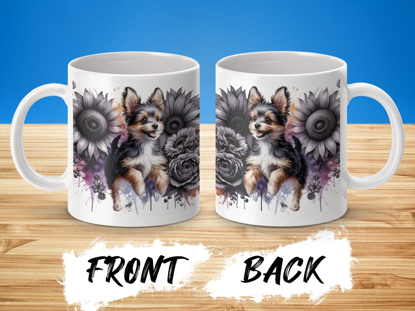Cute Dog With Flowers Graphic Design Mug product