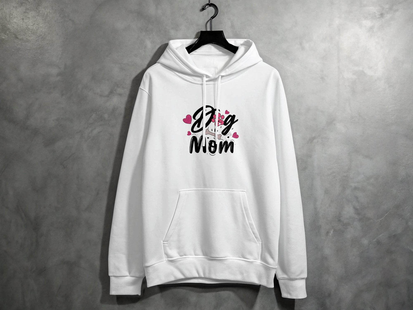 Dog Mom with Hearts and Bone Design Graphic Print Hoodie - Design & Vybe