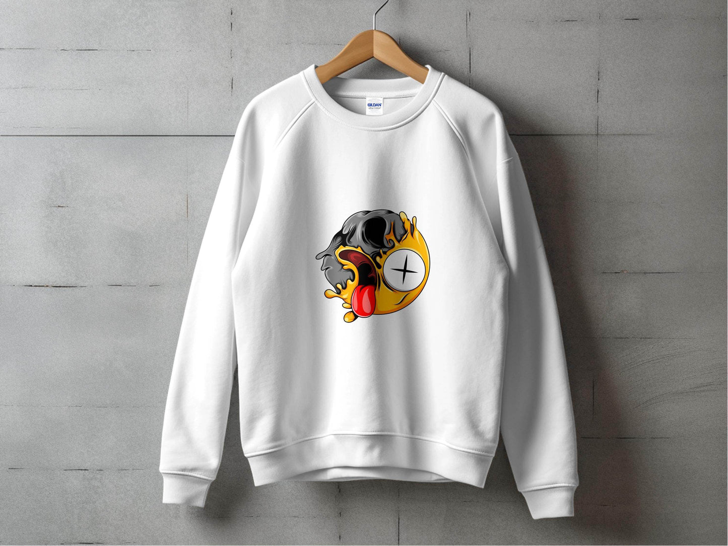 Skull Zombie Emoji Expression Creative Graphic Design Sweater - Design & Vybe