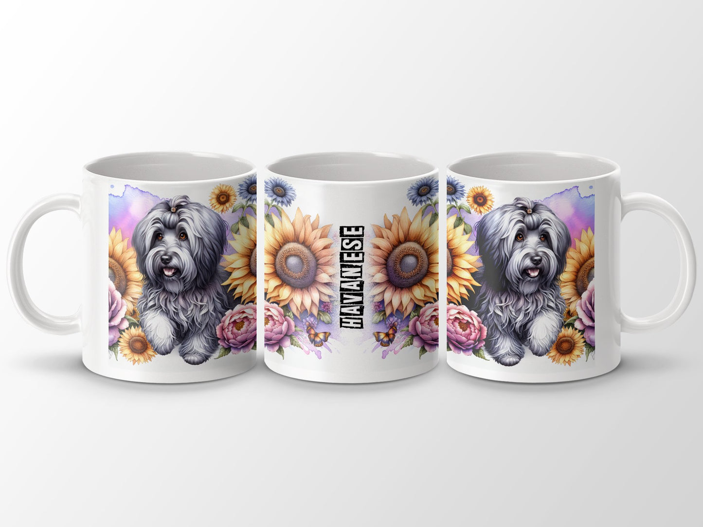 Adorable Havanese Dog with Sunflower Design Mug product