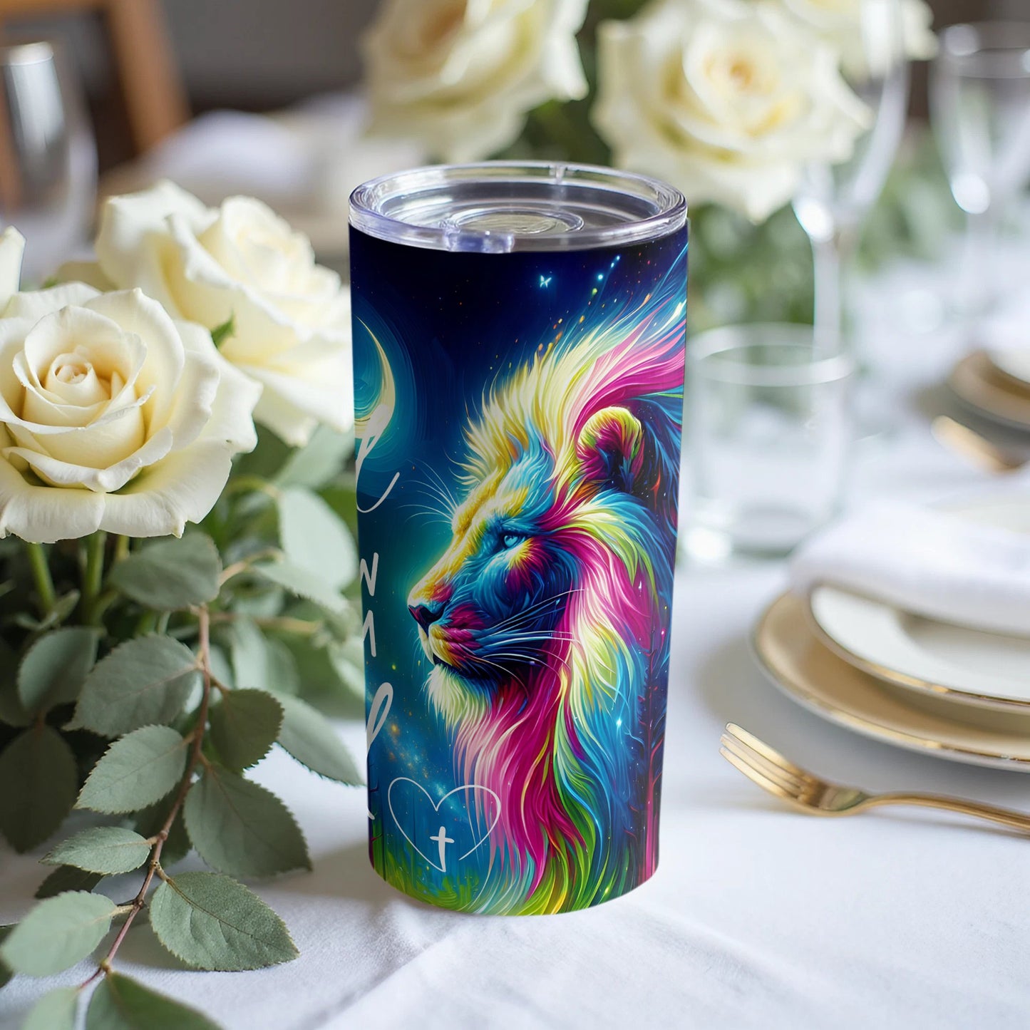Vibrant Colorful Lion Art Design Tumbler Drinkware product type