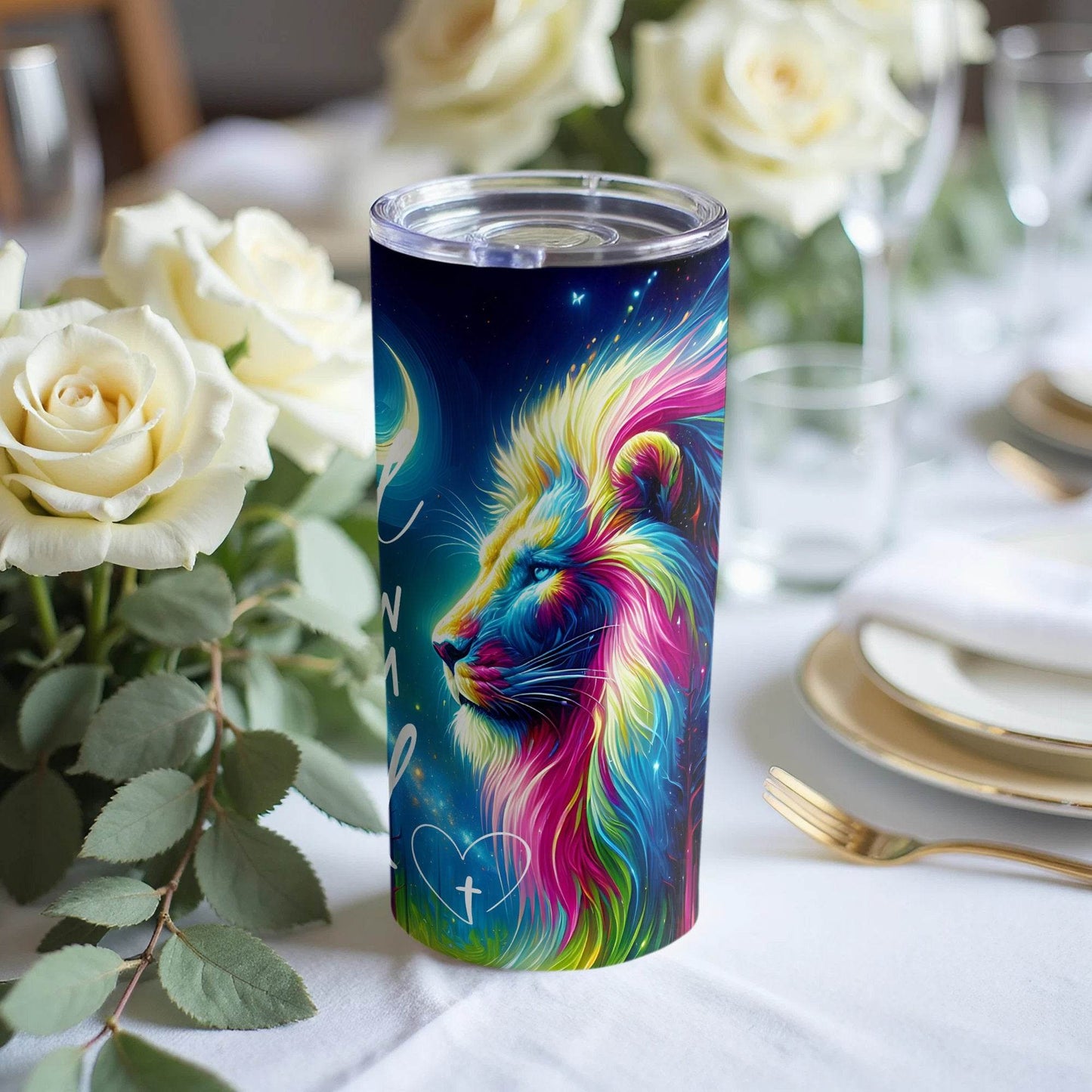 Be Still And Know That I Am God Colorful Lion Art Tumbler - Design & Vybe