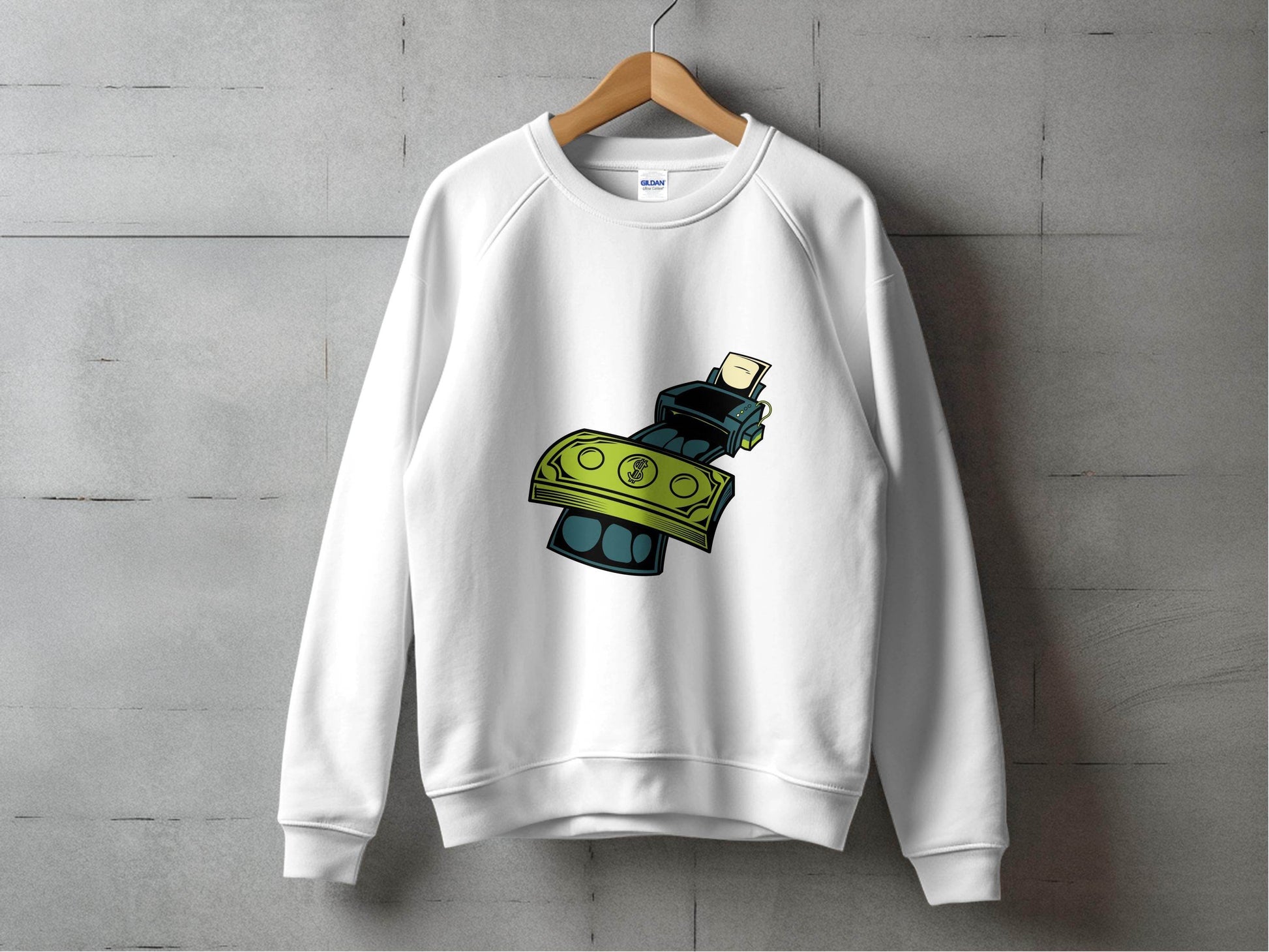Eye-Catching Cash Printing Money Graphic Sweater - Design & Vybe