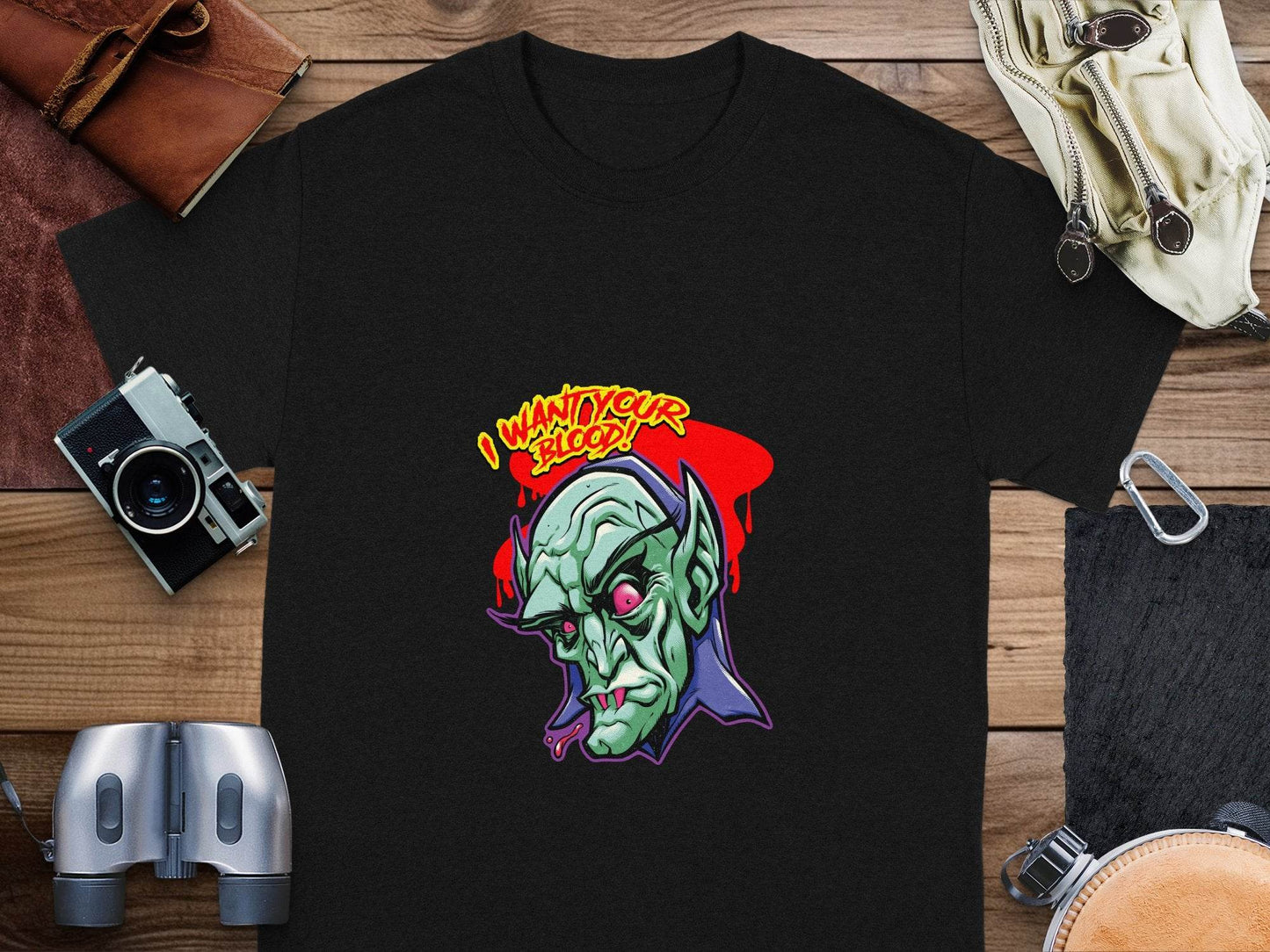 I Want Your Blood Vampire Head Horror Graphic T-Shirt - Design & Vybe