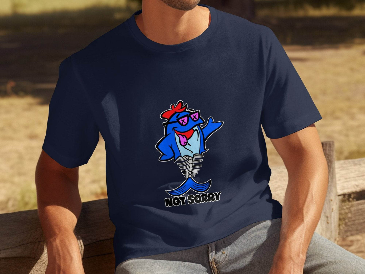 Funny Not Sorry Fish Style Skeleton With Sunglasses T-Shirt - Design & Vybe