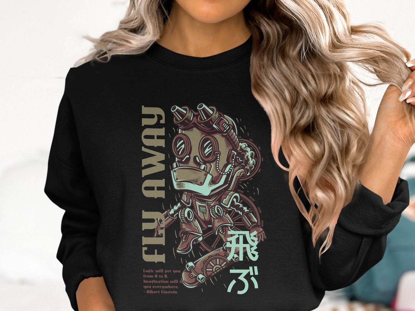 Fly Away Robot Design Featuring Einstein Quote Sweater - Design & Vybe