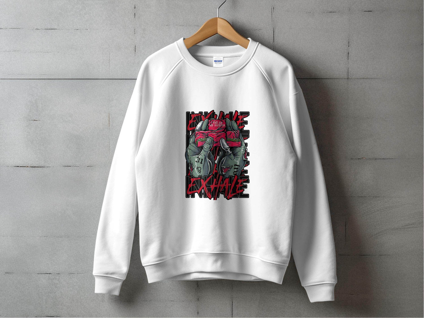 Inhale Exhale I Roll Up My Medicine Graphic Design Sweater - Design & Vybe