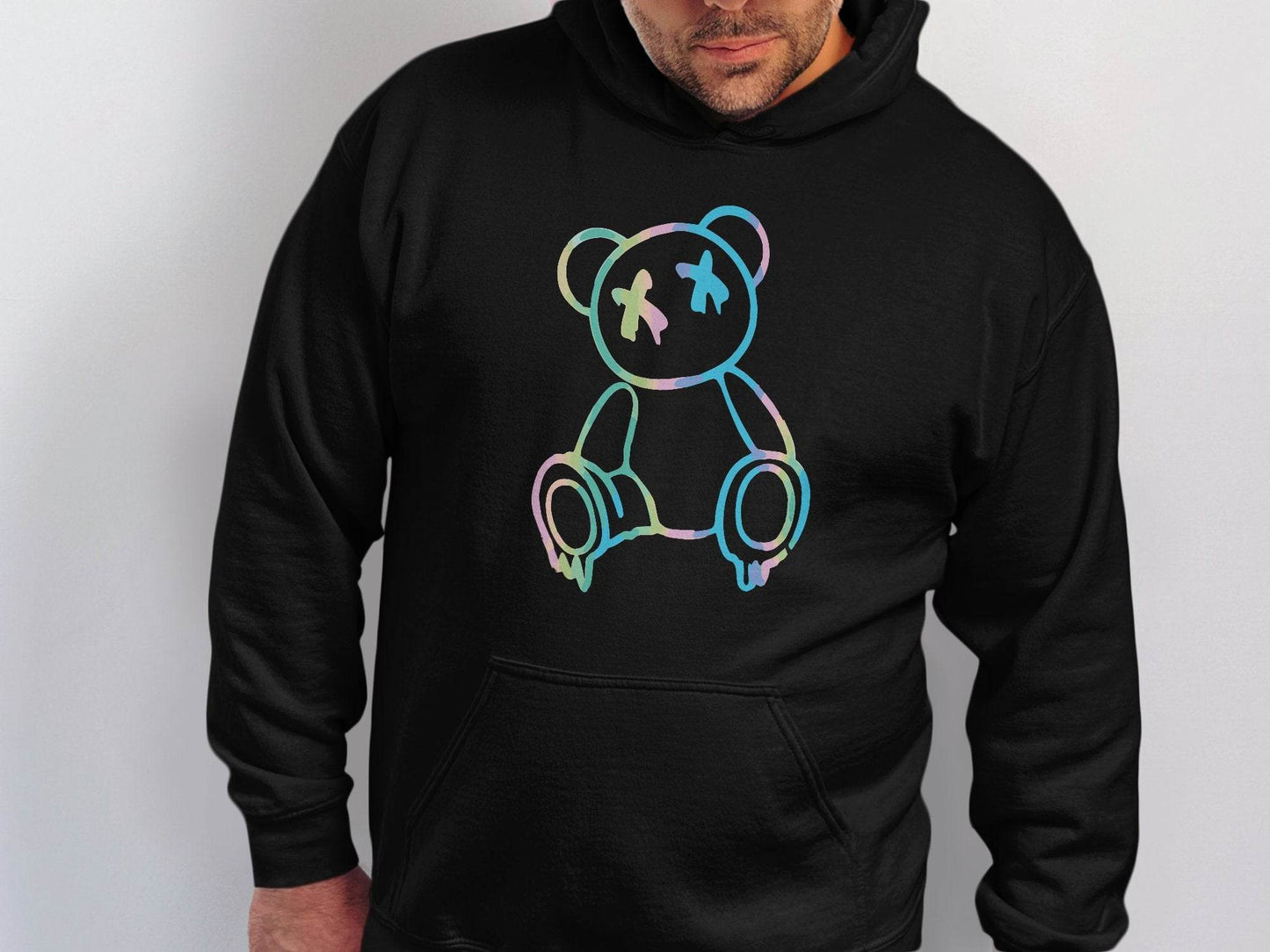 Colorful Abstract Bear Dead Eyes Graphic Design Hoodie - Design & Vybe