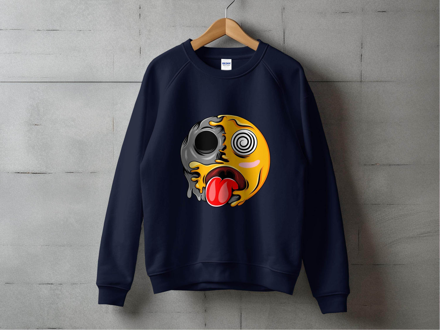 Melting Face with Swirling Eyes Smiley Graphic Sweater - Design & Vybe