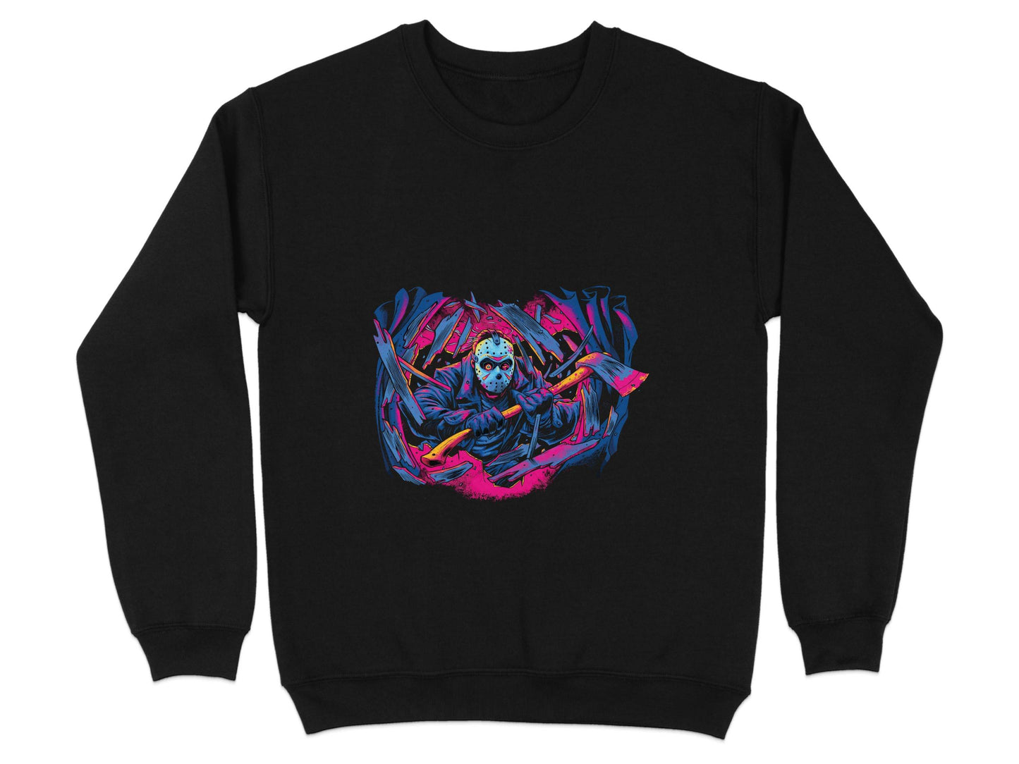 Masked Horror with Axes Abstract Graphics Cool Sweater - Design & Vybe