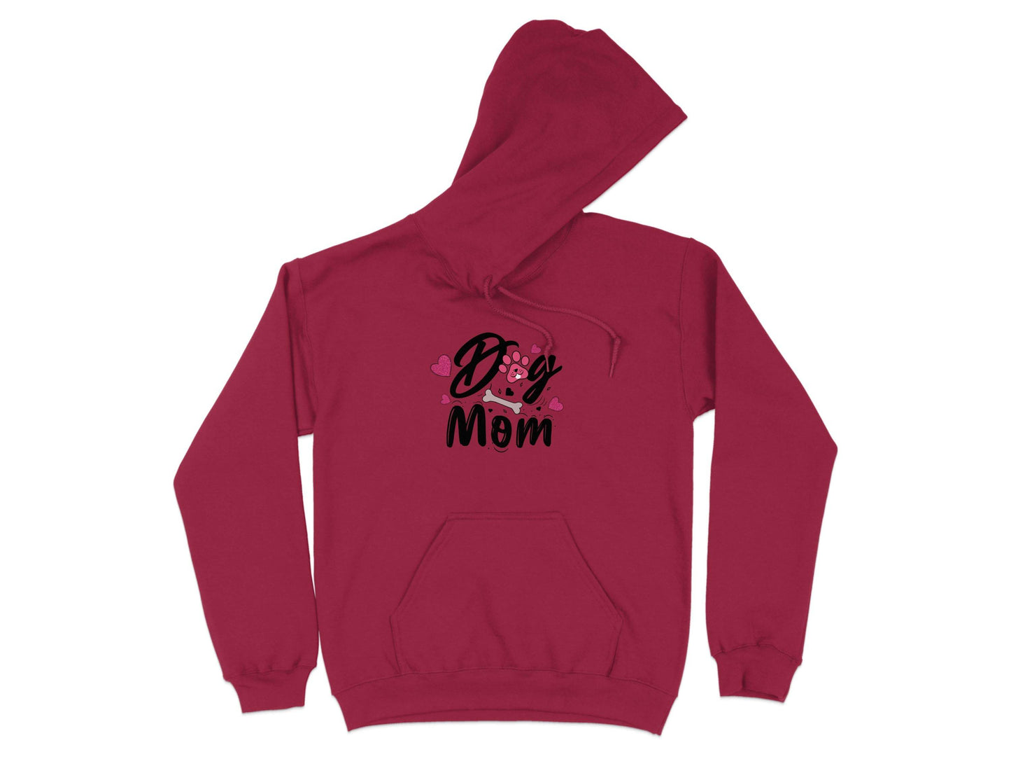 Dog Mom with Hearts and Bone Design Graphic Print Hoodie - Design & Vybe
