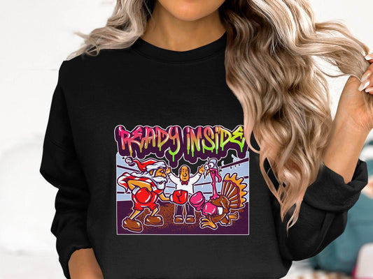 Funny Santa vs Turkey Boxing Ring Graphic Sweater - Design & Vybe