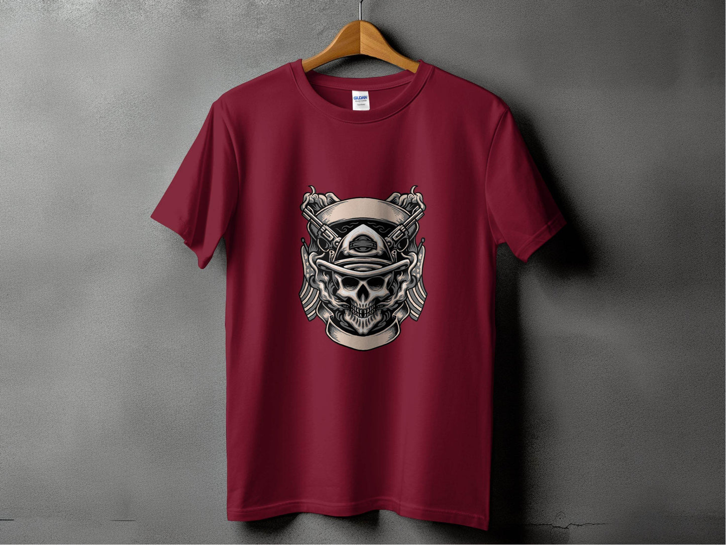 Skull with Guns and Flags Graphic T-Shirt - Design & Vybe