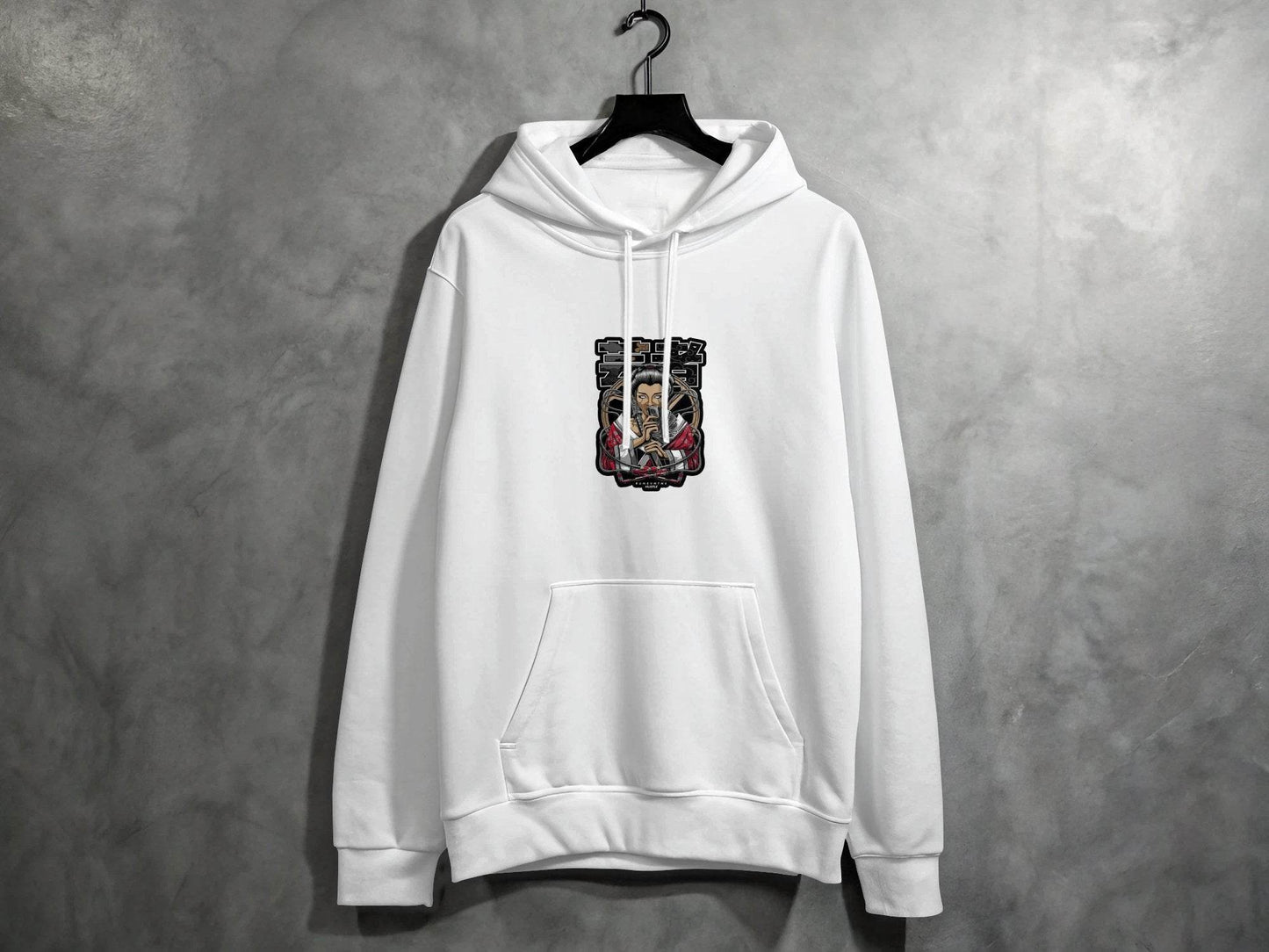 Japanese Geisha with Money Runs Vntns Hustle Print Hoodie - Design & Vybe