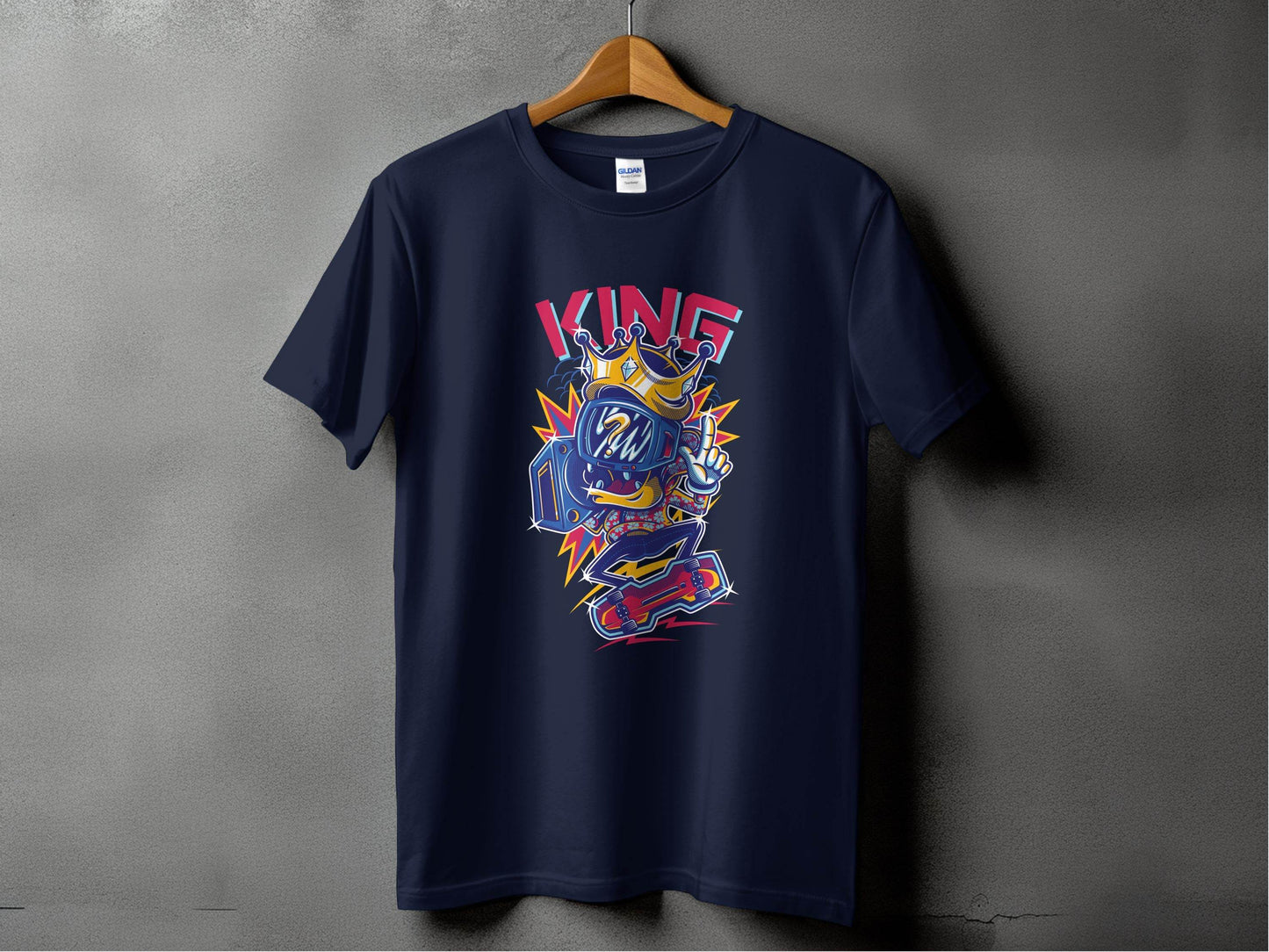 King Skater With Question Mark Head Retro Design T-Shirt - Design & Vybe