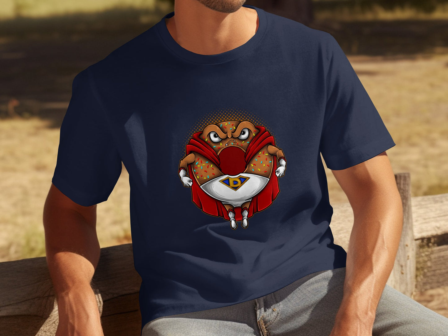 Superhero Taco Graphic Print Navy Blue Shirt product