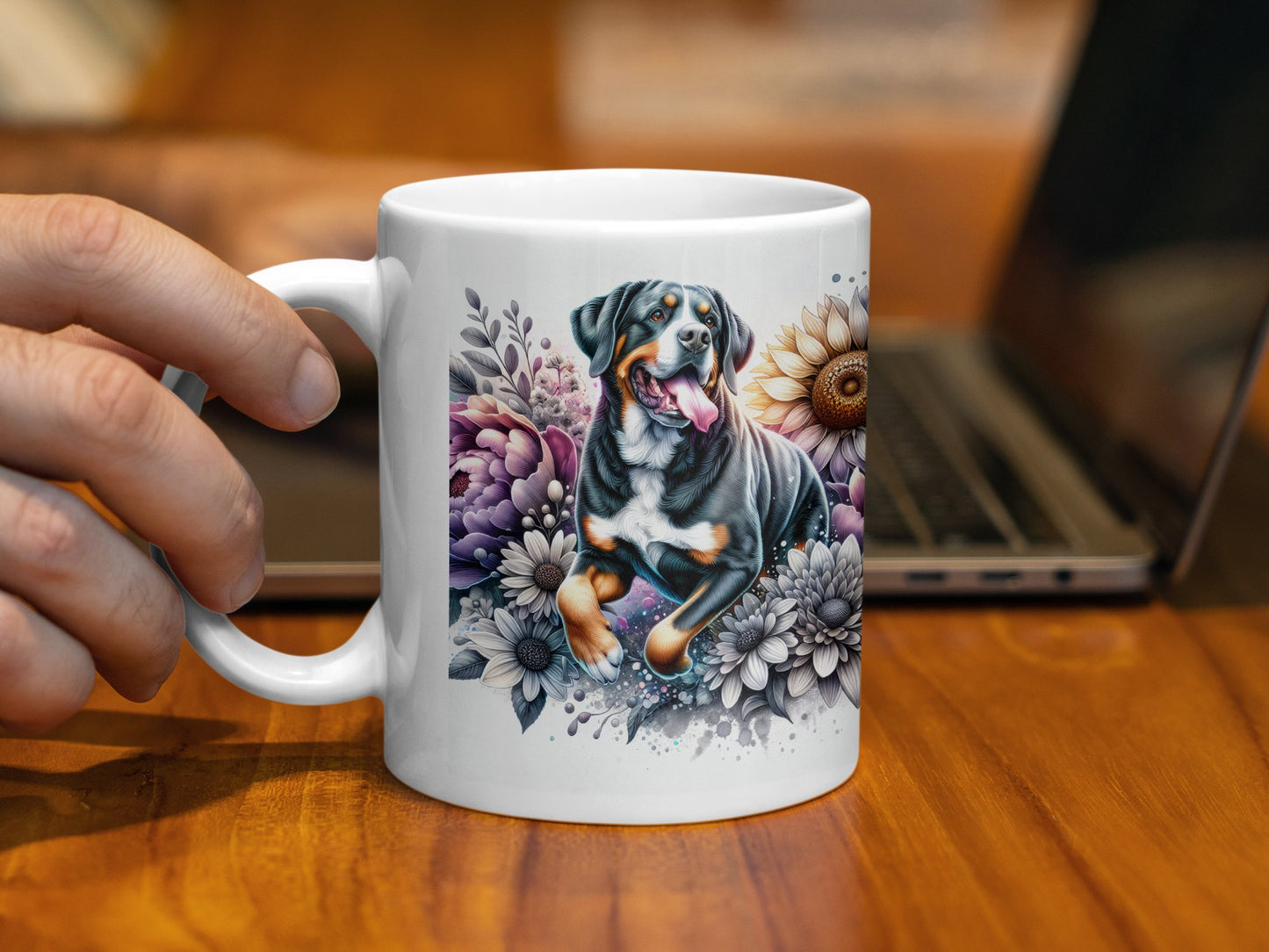 Colorful Floral Rottweiler Illustration Coffee Mug product