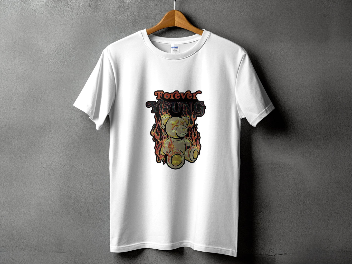 Forever Young on Fire Graphic Novelty Art Design T-Shirt - Design & Vybe