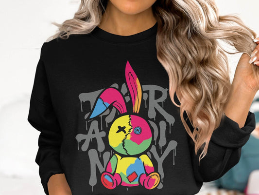 Colorful Bunny Graphic Design Novelty Sweater - Design & Vybe
