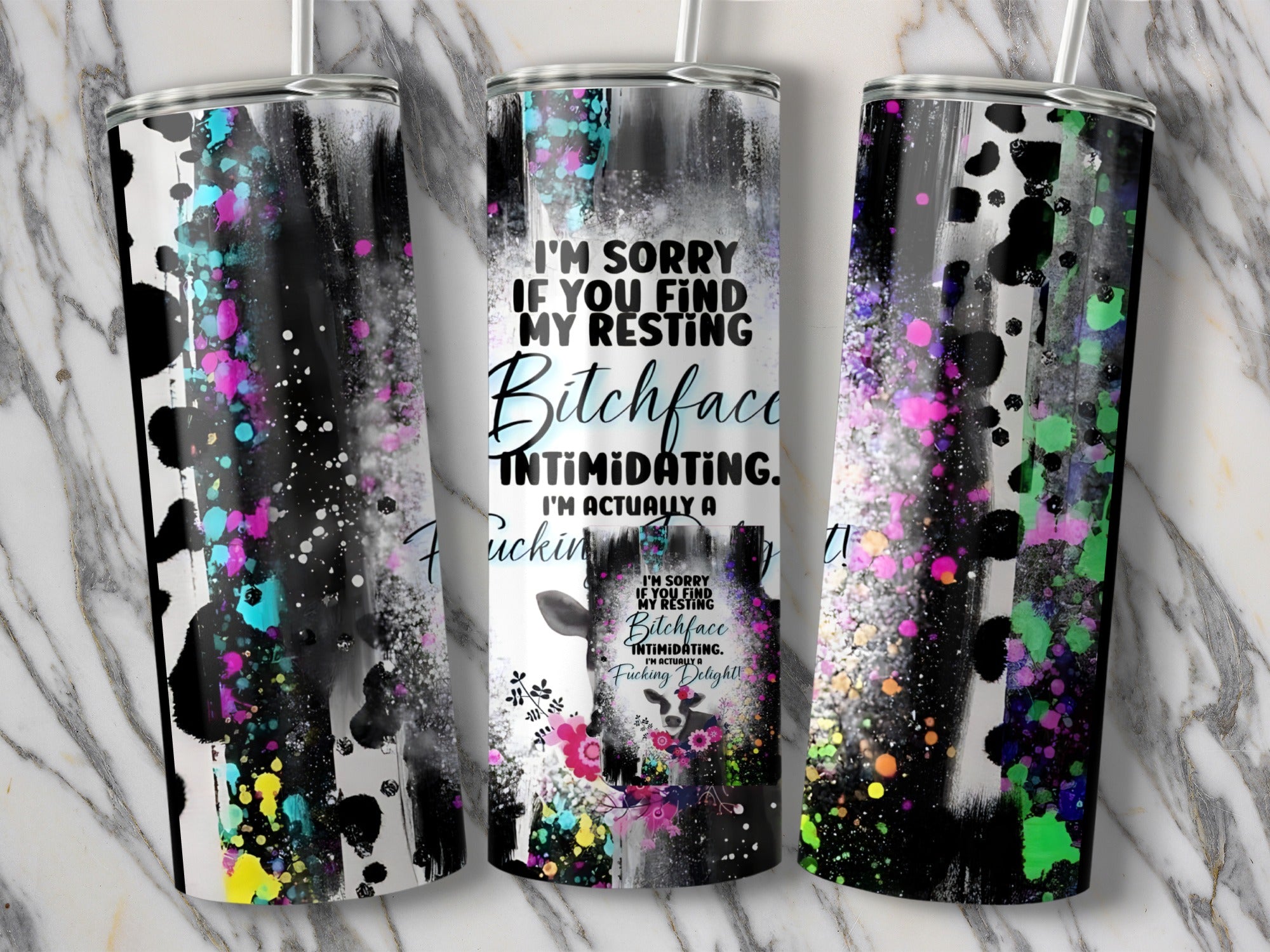 Resting Bitchface Intimidating Funny Cow Design Tumbler – Design Vybe