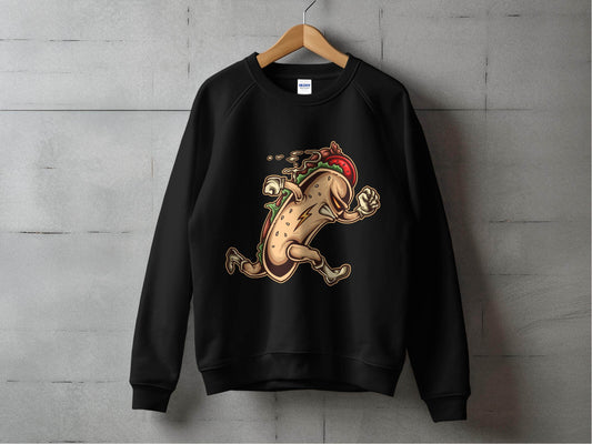 Hot Dog Running Taco Graphic Sweater - Design & Vybe