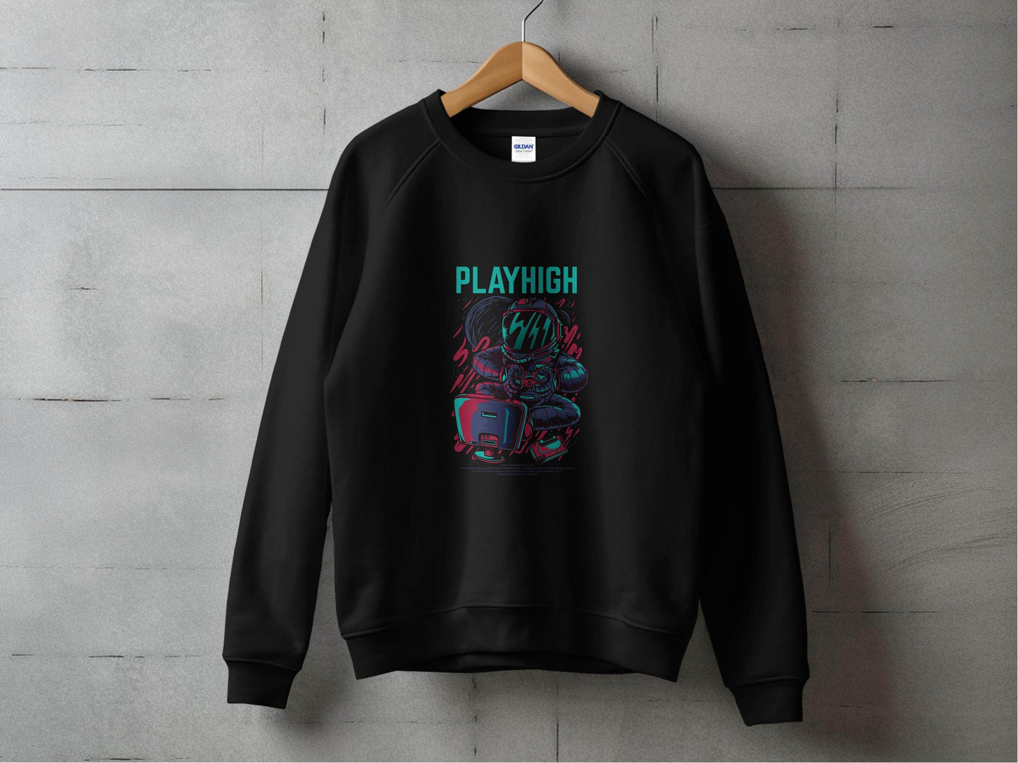 Play High Astronaut Gamer Gaming Illustration Sweater - Design & Vybe