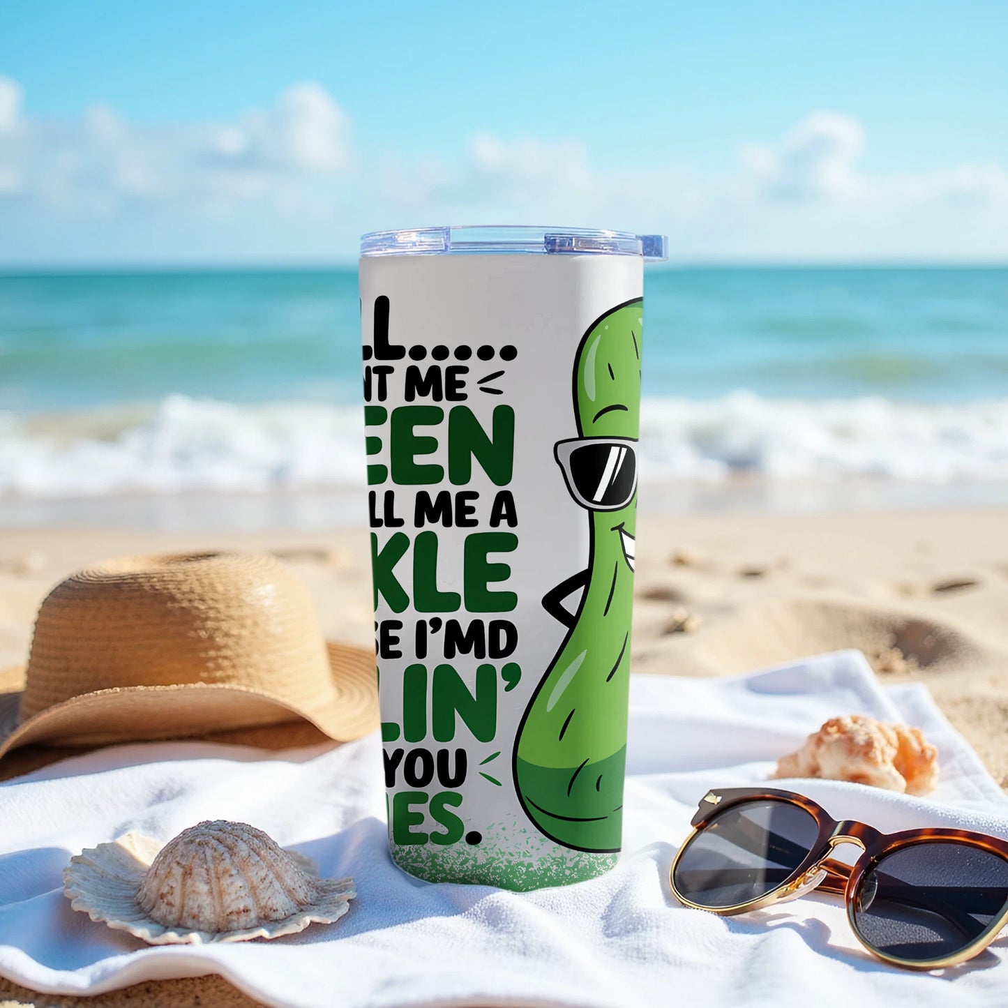 Funny Pickle Themed Insulated Tumbler Beach Product