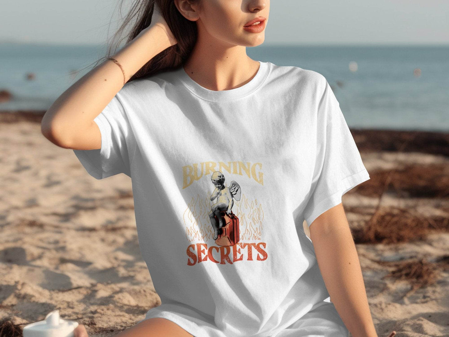 Burning Secrets Angel Graphic Novelty Design Cool T-Shirt - Design & Vybe