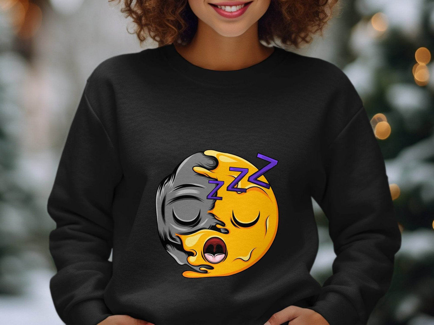 Tired Cartoon Character with Snoozing ZZZ Symbols Sweater - Design & Vybe