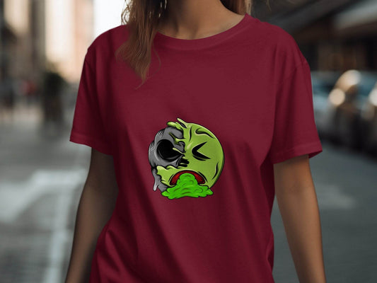 Half Zombie Half Emoji Graphic Design Illustration T-Shirt - Design & Vybe
