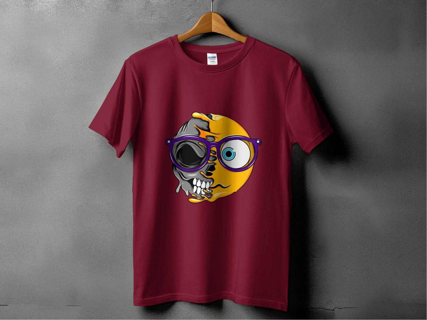 Artistic Skull and Sun Design With Glasses Smiley T-Shirt - Design & Vybe
