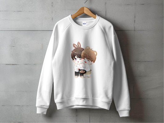 Cute Bunny Bear Cartoons Cooking Together Sweater - Design & Vybe