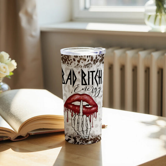 Bad Bitch Energy Tumbler with Red Lips Design product