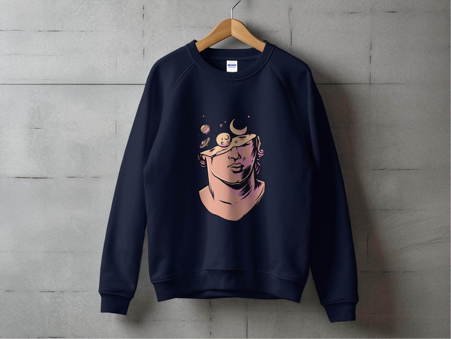 Head in the Space Planets and Moon Graphic Art Sweater - Design & Vybe