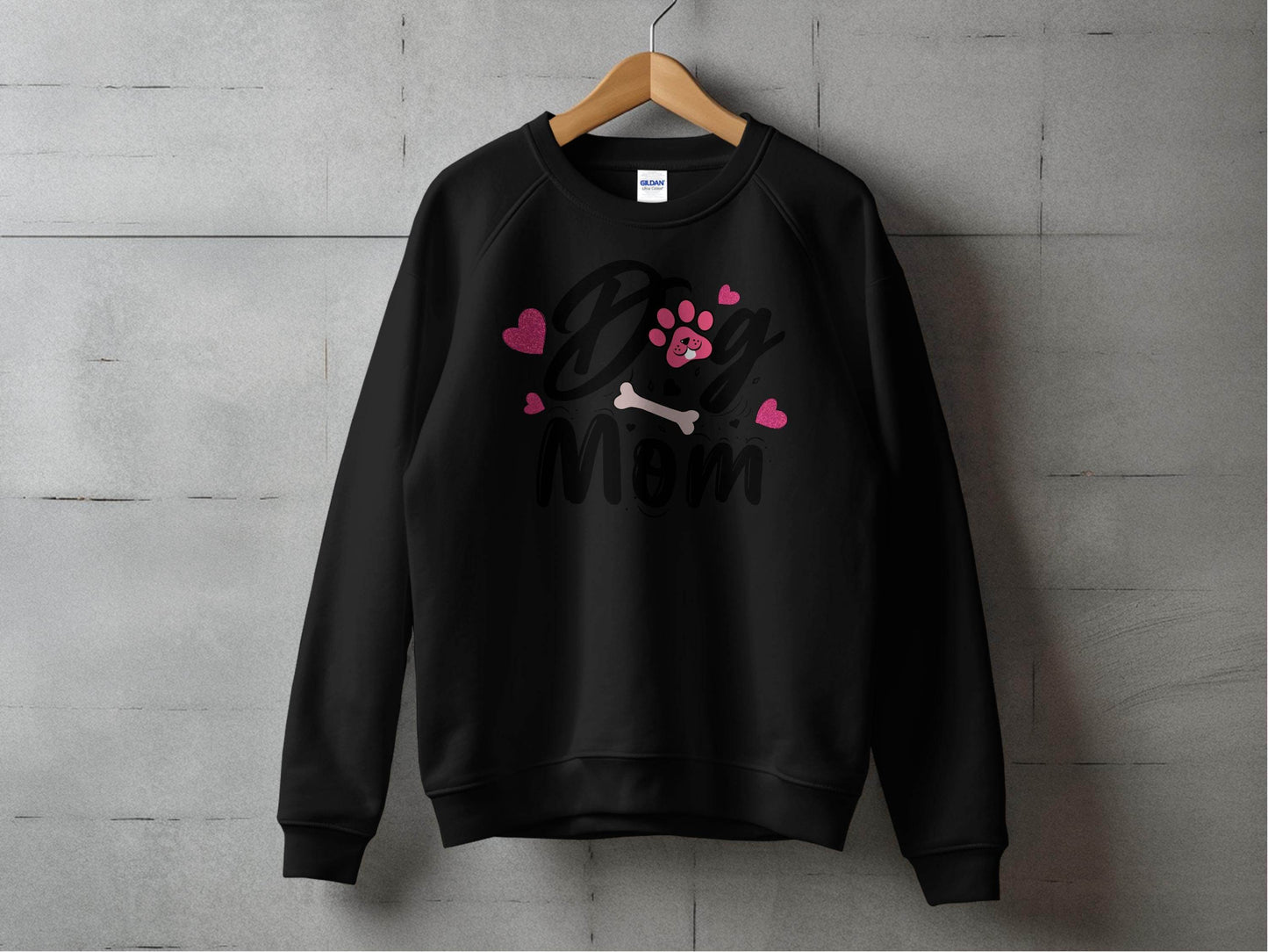 Dog Mom with Hearts and Bone Design Graphic Print Sweater - Design & Vybe