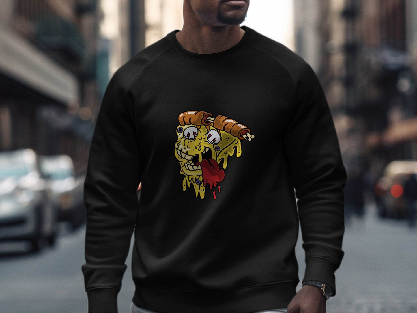 Monstrous Melting Pizza Slice Graphic Design Sweater - Design & Vybe
