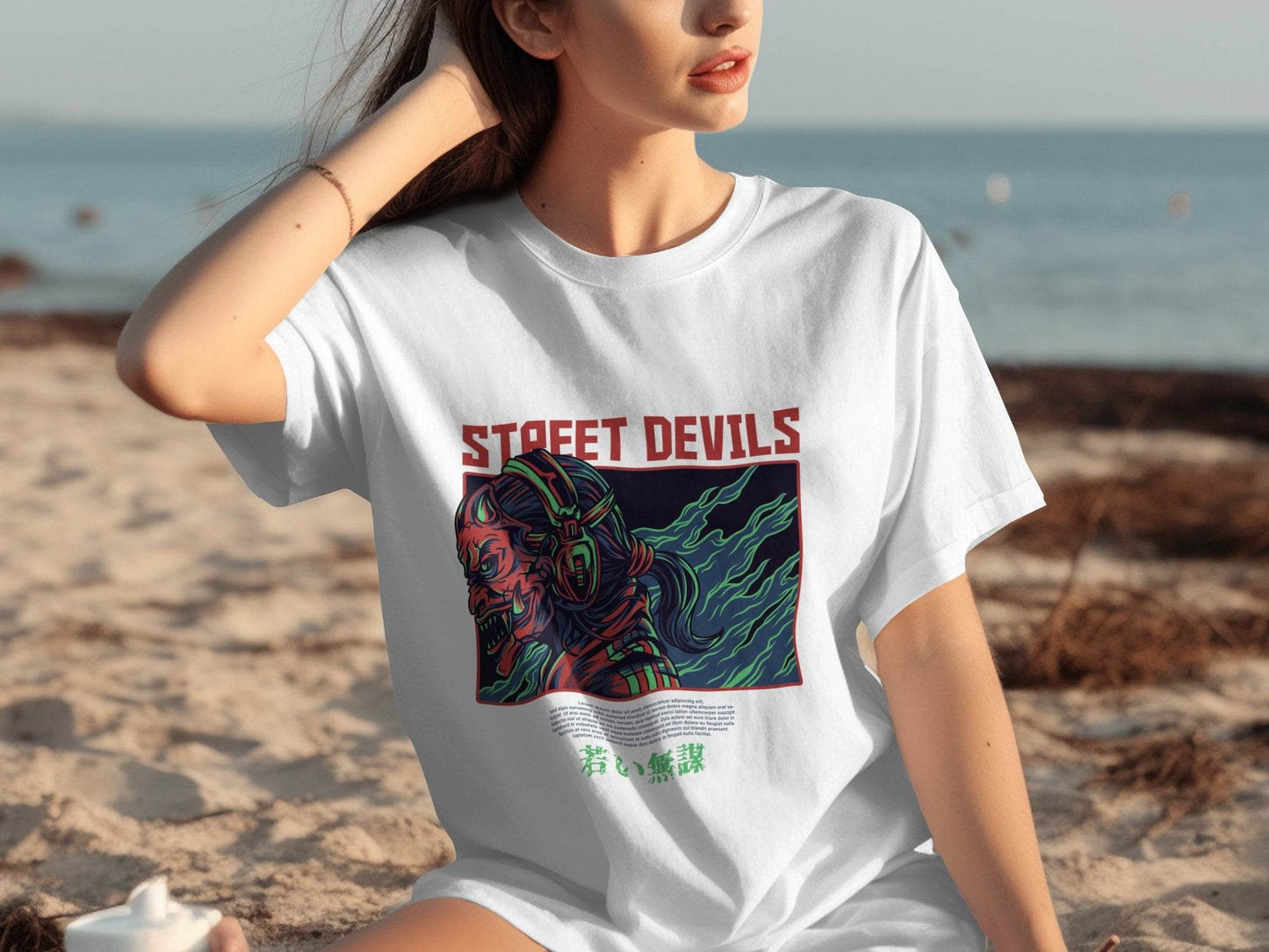 Street Devils Design Graphic Headphone Devil Art T-Shirt - Design & Vybe