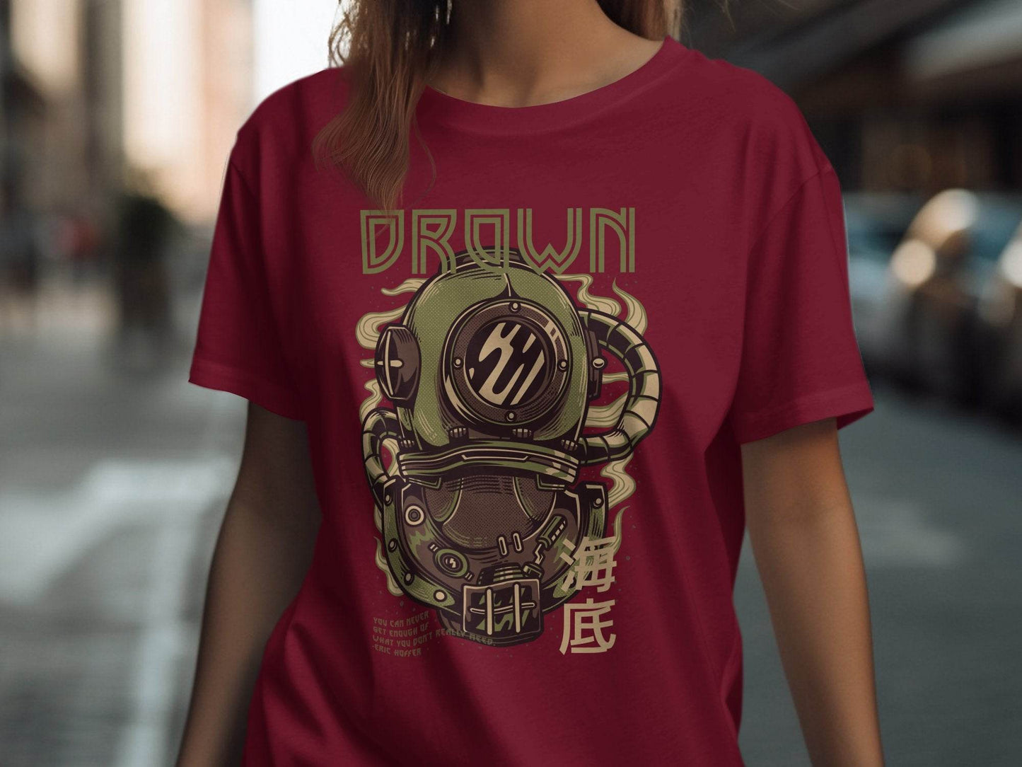 Drown Underwater Helmet Design Cool Graphic T-Shirt - Design & Vybe