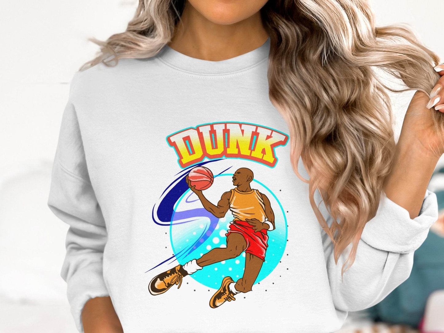 Vibrant Basketball Dunk Graphic Sports Sweater - Design & Vybe