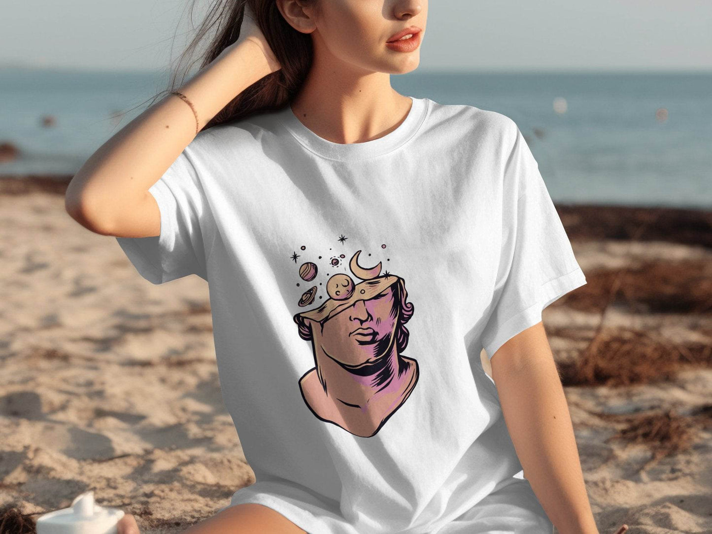 Head in the Space Planets and Moon Graphic Art T-Shirt - Design & Vybe