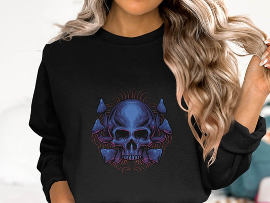 Skull and Mushroom Design Graphic Sweater - Design & Vybe