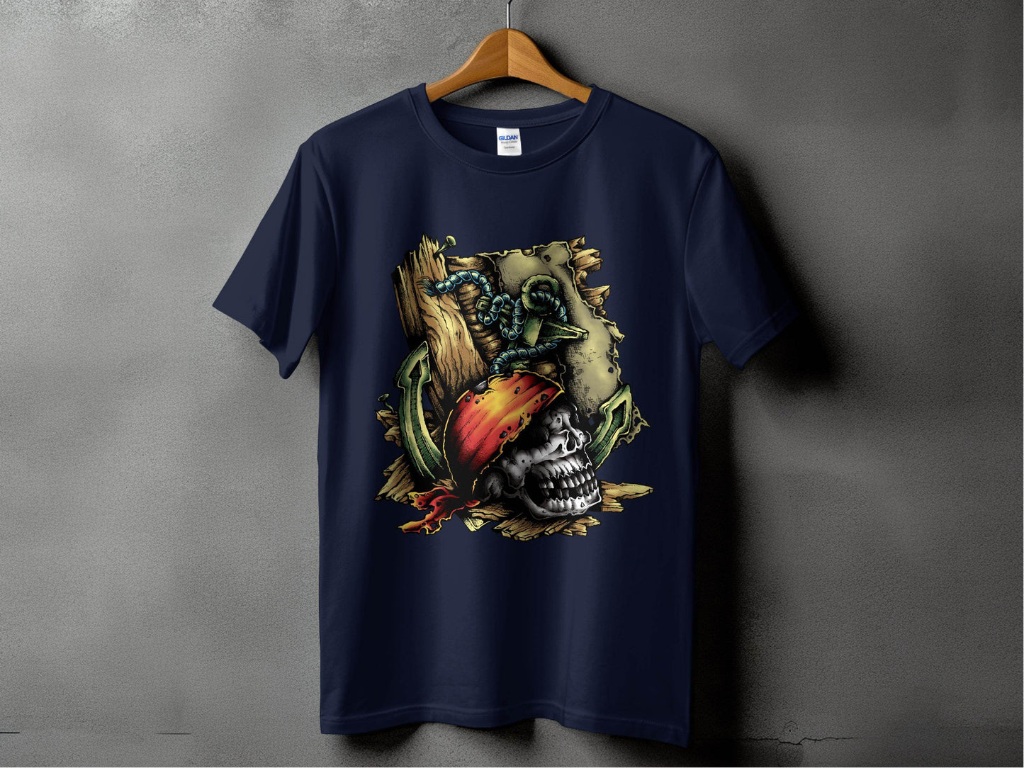 Pirate Skull with Vibrant Bandana and Anchors T-Shirt - Design & Vybe