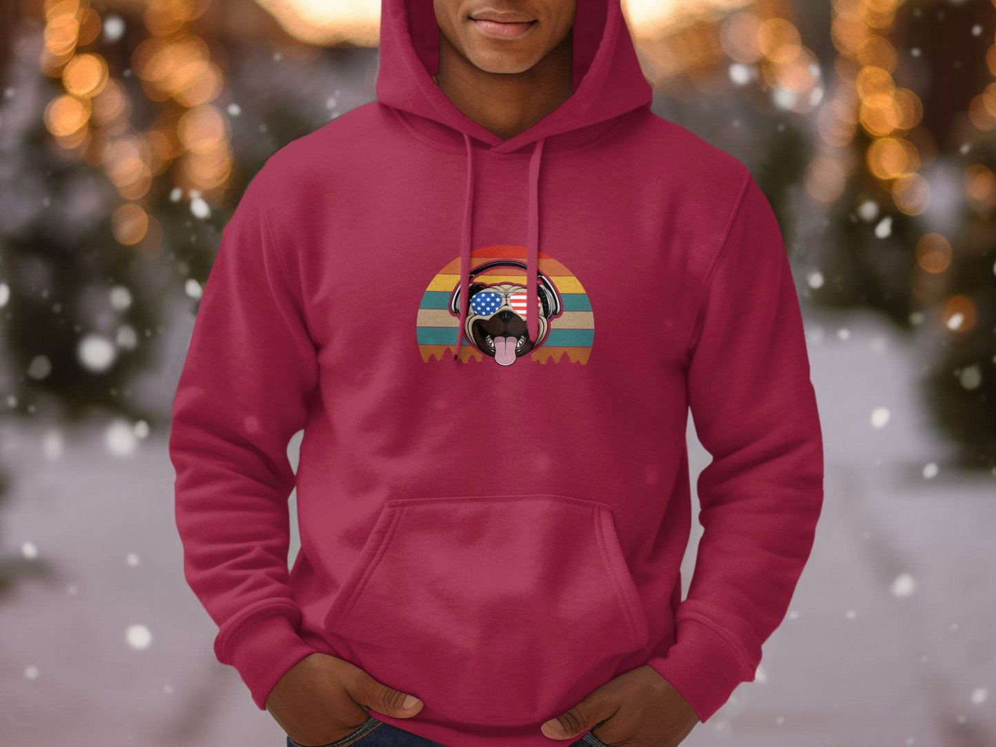 Retro Pug Dog with Headphones Graphic Tee Hoodie - Design & Vybe