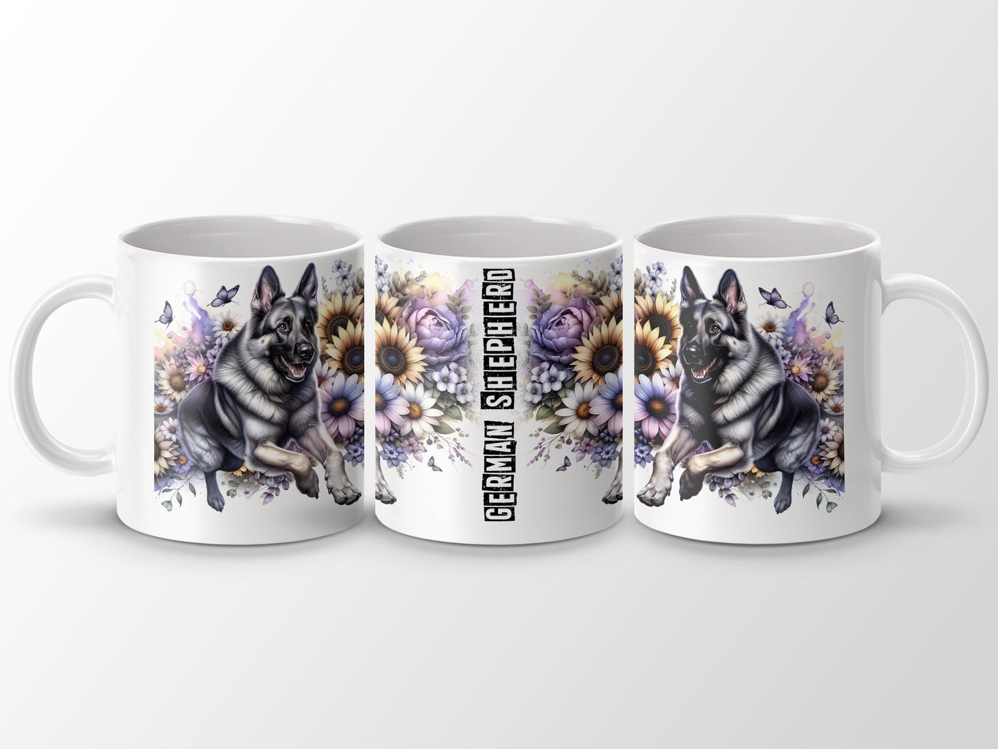 German Shepherd Dog and Floral Print Mug product type