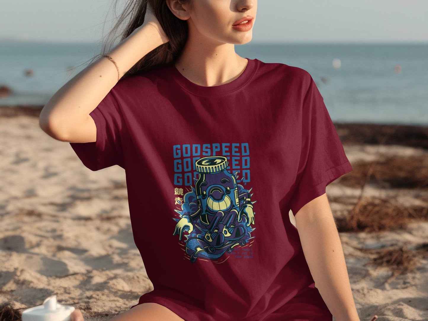 Godspeed Bottle With Skateboarding Graphic T-Shirt - Design & Vybe