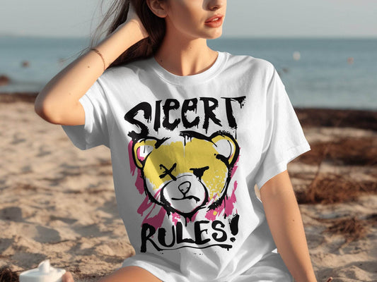 Teddy Bear Graffiti Design Street Rules T-Shirt - Design & Vybe
