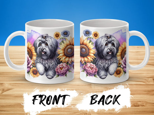 Adorable Dog with Sunflowers and Roses Mug product type